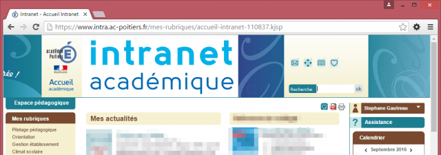 Page d'accueil Intranet